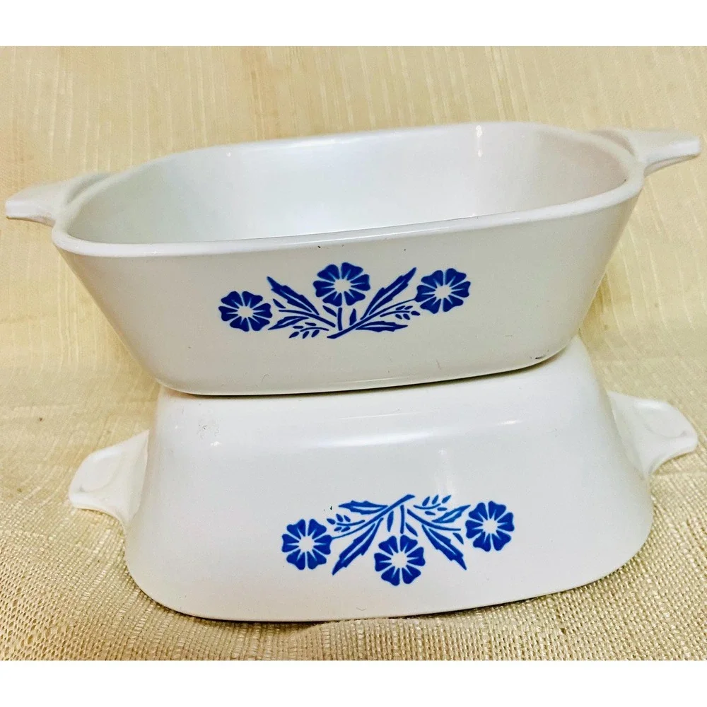 Corning Ware Petite Pan Set Unisex OS White Excellent Blue Cornflower P-41 2pc